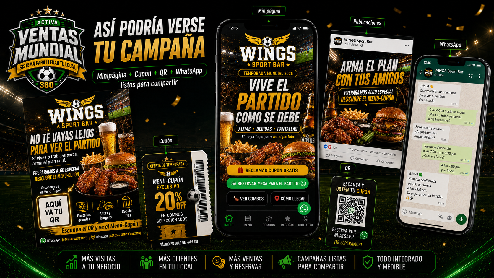 Ejemplo de publicidad y flyer con QR para restaurante
